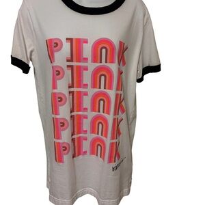 NWOT Victoria’s Secret White oversized Tee with Pink, Purple, Orange Graphic